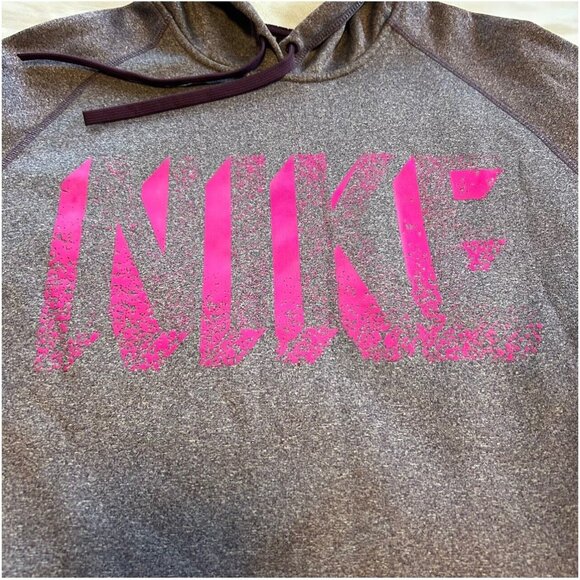 NIKE ThermaFit Purple Static Print Pouch Pocket Hoodie Sweatshirt Womens Size XL - Picture 2 of 11